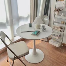 카페 원룸 원형 테이블 성수동 미니멀 낮은 세라믹 스타벅스 원탁 다이닝 엄정화 미니 템바보드 이케아 이동식 둥근 공간활용 사리넨 폭좁은, 직경 80 화이트