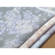 패브릭제이 인견 버블 플라워 프린트 노방 오간자 원단 3종 FJ-165, 카키브라운
