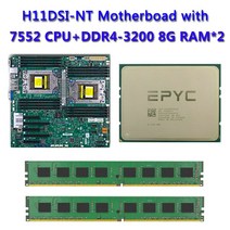 슈퍼마이크로 H11DSI-NT 마더보드 플러그 SP3 180W TDP 듀얼 EPYC 27552 CPU 프로세서 DDR4 8GB 3200mhz RA, [02] CPU