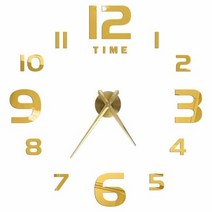 벽시계 인테리어 디자인 무소음 벽걸이 예쁜 고급 거울 월스티커 시계 대형 아크릴 쿼츠 이동식 색 아트 데칼 스티커 홈 데코, Gold H+37inch 6090cm