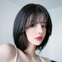 앞머리 탑피스 정수리 가발 붙임머리 불파트 뱅 중년 탑 커버 엄마 부분가발, 내추럴브라운