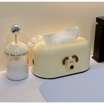 더킹몰 귀여운 강아지 티슈 케이스, 노랑, 1개