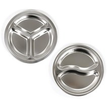 스텐 나눔접시 3칸 3구 2구 2칸 원형 캠핑 반찬 접시 간식 업소용 안주 그릇 캠핑용, 3칸-특대