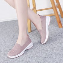 중년여성 니트 매쉬 슬립온 컴포트화 스포츠 슈즈 발편한 봄운동화 3cm