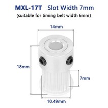 타이밍풀리 MXL 밍 풀리 보어 4 5 6 635 8mm 17 개 톱니 동기 휠 벨트 폭 10mm K 타입 3D 프린터 액세서리, 04 6.35mm_01 7mm_01 1 개