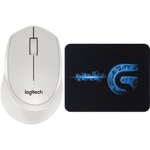 로지텍 무선마우스 M330 무선 오피스 무음 마우스 오른손 마우스 화이트 무선 2.4G리시버, 마우스패드 + white