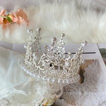 니가사는그집 티아라 스몰웨딩 브라이덜샤워 파티 왕관, 실버 L