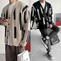 크레이지 스퀘어 스틱 오버핏 가디건
