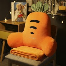 DFMEI 사무실 시트 쿠션 허리 쿠션 자동차 쿠션 허리 쿠션 의자 허리 보호대 소파 쿠션, 허리베개 60X45cm 탈부착+담요, 당근.