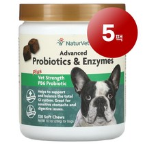 리암마켓 NaturVet 네이처벳 강아지용 면역 장 소화 건강 관리 어드밴스드 프로바이오틱스 엔자임 소프트츄 120개 1팩, 5팩