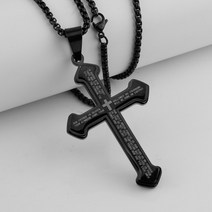 십자가 목걸이 십자목걸이 명품십자가 빈티지 기독교 성경 텍스트 스테인레스 스틸 크로스 펜던트 목걸이