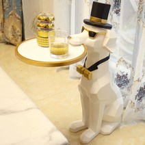 북유럽 인테리어 귀여운 신사 강아지 조각상 도베르만 사이드테이블 쇼파 티커피테이블, 블루