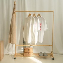 제이와이 이동식 우드 행거 고급 원목 인테리어 옷걸이 바퀴 달린 행거 선반 행거 심플 디자인 행거, 100cm(대)