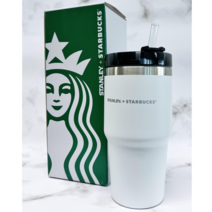 스타벅스 DT 스탠리 스트로 보온병 텀블러, 화이트, 591ml