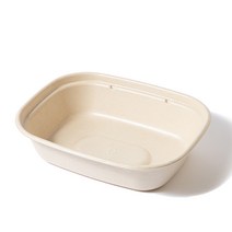 [업체발송] 사각 타원 펄프 용기 1칸 1000ml (PLA코팅) 400개 1KW6172-1, 단품