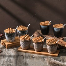 일식집 조미료통 항아리 양념통 업소용 락교통, 02. 양념통 3개 판자포함(묵운), 1개