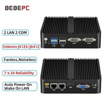 미니PC 소형 휴대용 간편 PC BEBEPC산업용 미니 셀러론 J4125 쿼드코어 2955U 듀얼 LAN 팬리스 데스크탑 컴퓨터 윈도우즈 10 프로 리눅스 와이파이 RS232 미니, NO RAM SSD WiFi, Celeron 2955U, Celeron 2955U+NO RAM SSD WiFi