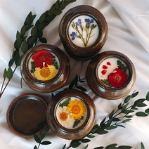 단품 꼼뚜 전통 압화 항아리 천연 소이 캔들 향초 실내 방향제 외국인 명절 선물, 로베리아, 감사합니다, 은목서