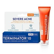 Acne Free Terminator 아크네프리 여드름 터미네이터 벤조일 퍼옥사이드 10 치료 최대 강도 크림 30ml 스팟 진정 트리트먼트 케어 에센스 스킨케어 블랙헤드