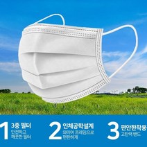 AZE1 국내배송 (고급형) 3중필터 100매 덴탈마스크덴탈마스크, 1set, 50개