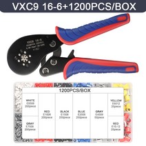 터미널압착기 슬리브압착기 Wozobuy 관형 단자 와이어 압착 펜치 hsc8 6-4a6-6a16-6 최대 0.08-16mm² 미니 페룰 압착 공구 전기 키트, 레드 16-6 1200pcs