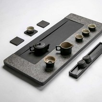 돌 차 트레이 돌 트레이 천연석 차 테이블 다도, 90x40cm 싱글 티 트레이
