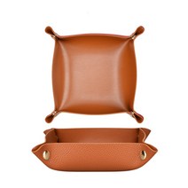 살림하는집 가죽 트레이 악세사리 현관 차키 리모컨 정리함, 브라운, L, 1개