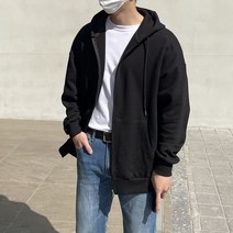 어둑 남녀공용 무지 오버핏 후드집업