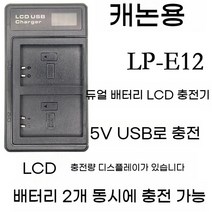 캐논 LP-E12 배터리 ccd 충전기 EOSM50 M100M200 M2 M10 100D 호환 배터리충전기, E12 듀얼 배터리 LCD 충전기