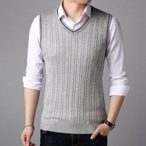 남성 남자 니트 브이넥 티 조끼 -클래식 슬림 스웨터 넥 민소매 가을 겨울 니트웨어