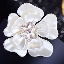 심플한 화이트 동백 꽃 에나멜 핀 패션 빈티지 라인석 브로치 핀 우아한 꽃 여성 코트 년 신제품 선물