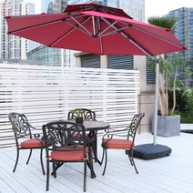 초대형파라솔 야외 옥상 수영장 대형 파라솔 각도조절 그늘막 특대형, 카키색 원형 3m+물통