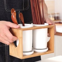 그랩스토어 물빠짐 도자기수저통 주방 수저정리함 수저꽂이, 2구, 화이트