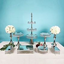 케이크스탠드 케이크 스탠드 세트 3 개-15 개 실버 메탈 컵 홀더 디저트 디스플레이 플레이트 서빙 플래터 트레이