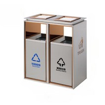 옥외용 분리수거 쓰레기통 야외 공원 휴게소 대형 휴지통, 실버 옥외 쓰레기통+재떨이 66x33x77cm