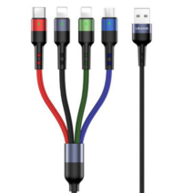 4IN1 휴대폰 고속충전 LED 케이블 꼬임방지 4대 기기 동시충전 타입C 마이크로5핀 8핀, 1.2m, 2개