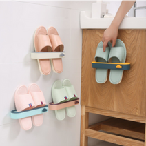 우아한클릭 현관 슬리퍼걸이 부착식 욕실화 걸이 거치대 실내화 걸이 1+1 마스크스트랩증정, 스카이, 2개