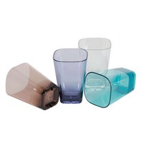 PC 투명 플라스틱 물컵 사각컵 업소용, 16온스(490ml)-1개