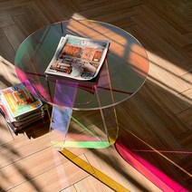 감성 인테리어 홀로그램 레인보우 아크릴테이블, 45*45*50