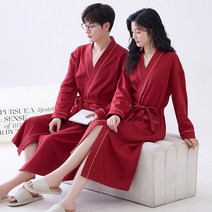 3초샤워가운 커플 잠옷 여성 목욕 가운 성인 순면 가을 2023 새로운 면화 남성 긴 드레싱, 69. 여자L이 남자L에게 YP9605 2인용 커플세트