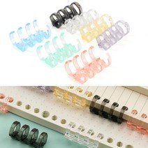 다이어리 바인더 미니 똑딱 제본링 루즈링 집게 리프 4공 핀 셀프 단어장 낱말 카드 만들기 와이어 클립 문구 펀치 집개 칼라 플라스틱 책 노트 제작 DIY 꾸미기 용품 재본 도구, 색상, 투명