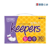 쌍용 키퍼스 성인용기저귀 속기저귀 와이드형 패드(일자) 30매x4팩(120매), 4개, 30개
