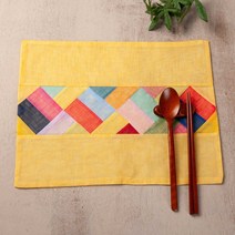 하마공방 고급 색동 모시 전통 테이블 매트, 40cmX30cm, 북청색