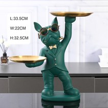 레진 홈 장식 프랑스 불독 동상 장식 조각 홈 동물 입상 장식 선물 개 공예 장식 룸 장식, green 2