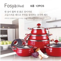 풍년 포시아레드냄비세트6종12PCS 편수.양수.곰솥6종냄비세트, 6종12PCS, 레드