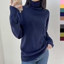 [바보사랑] 여자 목폴라니트 시보리 톤다운 무지 긴팔티