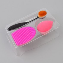 메이크업 브러쉬 퍼프 세척 미니 빨래판 베이스 화장 3종세트