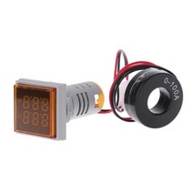 볼트 미터 전류계 AC 0-100A 60-500V 미터 듀얼 디스플레이 LED 디스플레이 볼트 미터 LED 디지털 전압 테스터 전류 감지기, 노란색