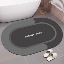 3세대 소프트 규조토 욕실 발매트, 블랙_반원형