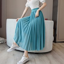 다이뻐 리틀깽스 밴딩 빅사이즈 44~88 핏이예쁜 풍성한 비비드 컬러풀 A라인 주름 플리츠 롱스커트